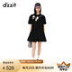 DZZIT【爆款補(bǔ)單】地素春夏新款甜酷少女黑白撞色蝴蝶結(jié)繡花連衣裙女 黑色 XS