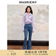 MAXRIENY【商場同款】流星釘鉆牛仔長褲高腰修身微喇休閑褲 紺青色 S 01