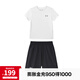 安德瑪（Under Armour）兒童夏季運(yùn)動套裝夏款短褲短袖套裝男大童短袖梭織短褲套裝 白T黑短褲 160