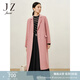 玖姿（JUZUI）商場同款大氣翻領(lǐng)雙面呢大衣女冬款JWCD72127 粉紅 XL