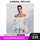 UR七夕2025秋季新款女荷葉邊飄帶一字領(lǐng)喇叭袖罩衫襯衫UYL250091 米白 (偏短) XL