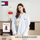 TOMMY JEANS【純棉牛津紡】25春夏女裝學院風寬松落肩挺括襯衫外套20289 淺藍白條紋色0A7 S