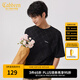 卡賓（CABBEEN）【仿麂皮絨】老花滿印短袖T恤男2024夏季新款寬松休閑潮上衣 煤黑色01 M /170/48