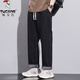 啄木鳥(niǎo)2025年春季新品闊腿牛仔褲美式休閑寬松顯高顯瘦中性風(fēng)潮牌 黑色 L 【建議體重125-140斤】