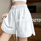桂岐 五分褲白色短褲女運動(dòng)夏季2025新款高腰外穿休閑寬松闊腿中褲 白色 S
