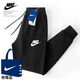 NBA KIDS-NIKE運動(dòng)褲子男女款春秋款純棉寬松衛褲束腳潮流百搭休閑長(cháng)褲 黑色褲子/小NK 2XL 適合140-155斤