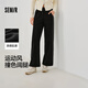 森馬（Semir）休閑褲女撞色肌理長(zhǎng)褲簡(jiǎn)約運(yùn)動(dòng)風(fēng)春季2025新款抽繩闊腿褲百搭 黑色90001 L 165/70A