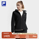 FILA 斐樂官方女裝梭織外套2025春新款健身運(yùn)動(dòng)基礎(chǔ)加絨連帽上衣 深黑-BK L (170) 88A