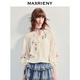 MAXRIENY波嬉風(fēng)寬松刺繡泡泡袖上衣女法式落肩襯衫25夏款顯瘦襯衣 米白 S