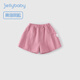 JELLYBABY【軟牛仔】女童短褲外穿寶寶休閑夏季小童字母繡花褲子兒童牛仔褲 粉紫色 120 CM