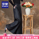羅蒙（ROMON）香云紗休閑褲女垂墜飄逸重磅真絲外穿長(zhǎng)褲寬松重磅龜紋純色桑蠶絲 黑色 M 95-105斤