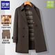 羅蒙（ROMON）雙面呢大衣男士冬季加厚中長(cháng)款英倫風(fēng)毛呢鵝絨羽絨服內膽風(fēng)衣外套 咖色 XL 180 【建議140-155斤】