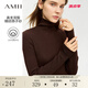 AMII2024冬新款高領(lǐng)純色修身高彈保暖全羊毛衫毛衣女 咖色（高領(lǐng)） M (160)