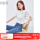 FINITY夏季新款時(shí)尚簡(jiǎn)約風(fēng)鏤空?qǐng)A領(lǐng)純棉純棉短袖T恤上衣女 白色 L