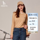 哈吉斯（HAZZYS）女裝條紋長袖T恤ABTSE0BCX01 米色BI 165/88A40