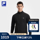 FILA 斐樂(lè)官方男士針織長(zhǎng)袖外套2025秋新款健身運(yùn)動(dòng)基礎(chǔ)防曬上衣 深黑-BK XL 180/100A/XL