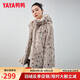 鴨鴨羽絨服女短款2024冬季新款加絨加厚保暖羊羔絨休閑連帽保暖外套 灰色 L