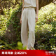 歌莉婭亞麻褲子女夏季2025新款休閑通勤直筒褲高腰長褲1E3L1D190 10W米灰 28