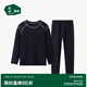 松山棉店【小暖羊兒童輕暖衣套裝】長袖保暖內(nèi)衣抗菌除螨抗靜電柔軟透氣 黑色 130 cm