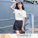 香影白色正肩短袖t恤女2025夏季新款卡通刺繡小個(gè)子休閑小狗上衣 白色 L 165/88A/110-125斤