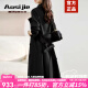 奧絲婕（Aosijie）高端品牌 風衣女中長款2025春秋新款韓版氣質收腰小個子大衣外套 黑色 XL 適合(121-155斤)
