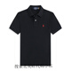 LAUREN BY RALPH LAUREN拉夫勞倫Ralph Lauren男士純棉短袖polo衫小馬標(biāo)休閑商務(wù)寬松T恤 黑色紅標(biāo) M 125-145斤