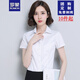 羅蒙（ROMON）白襯衫女短袖方領(lǐng)新品方領(lǐng)女士修身款式面試正裝商務(wù)職業(yè)裝工作 白色V-純棉 L 37碼(105-115斤)