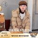 紫涵（ZIHAN）任敏同款紫涵短款連帽羽絨服24年冬季新款皮絨拼接保暖鴨絨面包服 卡其 S
