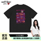 查爾斯桃心  潮牌T恤男女同款可愛(ài)卡通純棉學(xué)生情侶裝打底衫短袖 黑色 2XL 