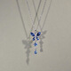 藍蝶幽夢(mèng)爆閃鋯石蝴蝶流蘇項鏈清冷感非不掉色款輕奢百搭鎖骨鏈 【1條】藍色