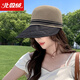 北極絨（Bejirog）遮陽(yáng)帽女夏季新款鏤空草編漁夫帽子女戶(hù)外可扎馬尾大檐空頂防曬帽