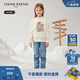 Teenie Weenie Kids小熊童裝24秋冬款女童休閑刺繡圓領(lǐng)套頭毛衣 象牙白 160cm