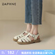 達(dá)芙妮（DAPHNE）羅馬涼鞋女2025夏季沙灘豬籠鞋爆款編織女士涼鞋粗跟百搭鏤空涼鞋 米色【簡(jiǎn)約百搭款】 37