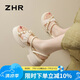 ZHR拖鞋女夏季兩穿仙女風(fēng)珍珠女鞋厚底增高百搭涼鞋 CE22 米色  37 