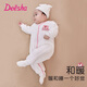 笛莎（DEESHA）嬰兒衣服寶寶連體衣空氣棉保暖睡衣新生兒衣服夾棉草莓(粉)80