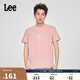 Lee25春夏新品標(biāo)準(zhǔn)版圓領(lǐng)方型印花Logo男短袖T恤潮 粉色 L 