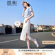 香影牛仔半身裙女2025夏裝新款顯瘦開叉中長款a字裙高腰白色裙子 白色 S