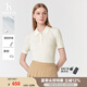 哈吉斯（HAZZYS）女裝 春季女士【PHIZ系列】簡(jiǎn)約翻領(lǐng)短袖針織衫女 米黃色OW M (160/84A 38)