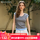 Olrain歐芮兒拼接灰色針織衫女夏季2025新款V領(lǐng)設(shè)計(jì)顯瘦女裝上衣 灰色 M