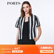 PORTS寶姿 春夏新品女裝圓領(lǐng)短袖袖條紋針織外套LA8J066FFT004 黑色條紋 S (4)