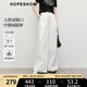 紅袖100%棉牛仔褲2025夏季新款女裝中腰顯瘦寬松大闊腿休閑百搭長褲子 本白001 S