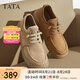 他她（TATA）英倫棕色工裝鞋皮鞋男士透氣真皮商務(wù)休閑鞋男鞋2025新款OCD07AM5 卡其色 39