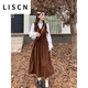 LISCN初秋季連衣裙背帶兩件套日系學(xué)院風(fēng)套裝裙子女秋冬2025年新款長(cháng)裙 棕色裙*1057 M