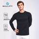 NULLFIT15.5微米100%美利奴羊毛速干衣男長袖運動跑步內衣T恤戶外排汗 曜石黑 L 建議150-165斤