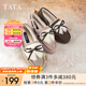 他她（TATA）冬季外穿毛毛鞋女加絨甜美軟底棉鞋豆豆鞋新DWBQ1DA3 啡色（仿毛里） 37