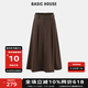 BASIC HOUSE/百家好黑色半身裙秋冬新款高腰百搭a字半身裙女 咖色 S