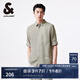 杰克·瓊斯（JACK&JONES）春秋新款潮透氣舒適直筒簡約純色休閑七分袖襯衫男裝224231012 E02 豆綠色 E02 豆綠色 M 175