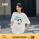 森馬短袖T恤女中長款可愛熊貓印花夏寬松顯瘦上衣101324100068