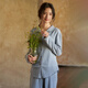 朵朵·可可25秋冬季新款保暖親膚雙面熱暖絨長(cháng)袖長(cháng)褲女休閑家居服睡衣套裝 灰藍 M (160)