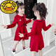 G.duck女童長(cháng)袖連衣裙2024新款春裝秋季小女孩衣服兒童洋氣公主裙子 小熊標連衣裙 紅色 120 (參考年齡6-7歲)碼(參考年